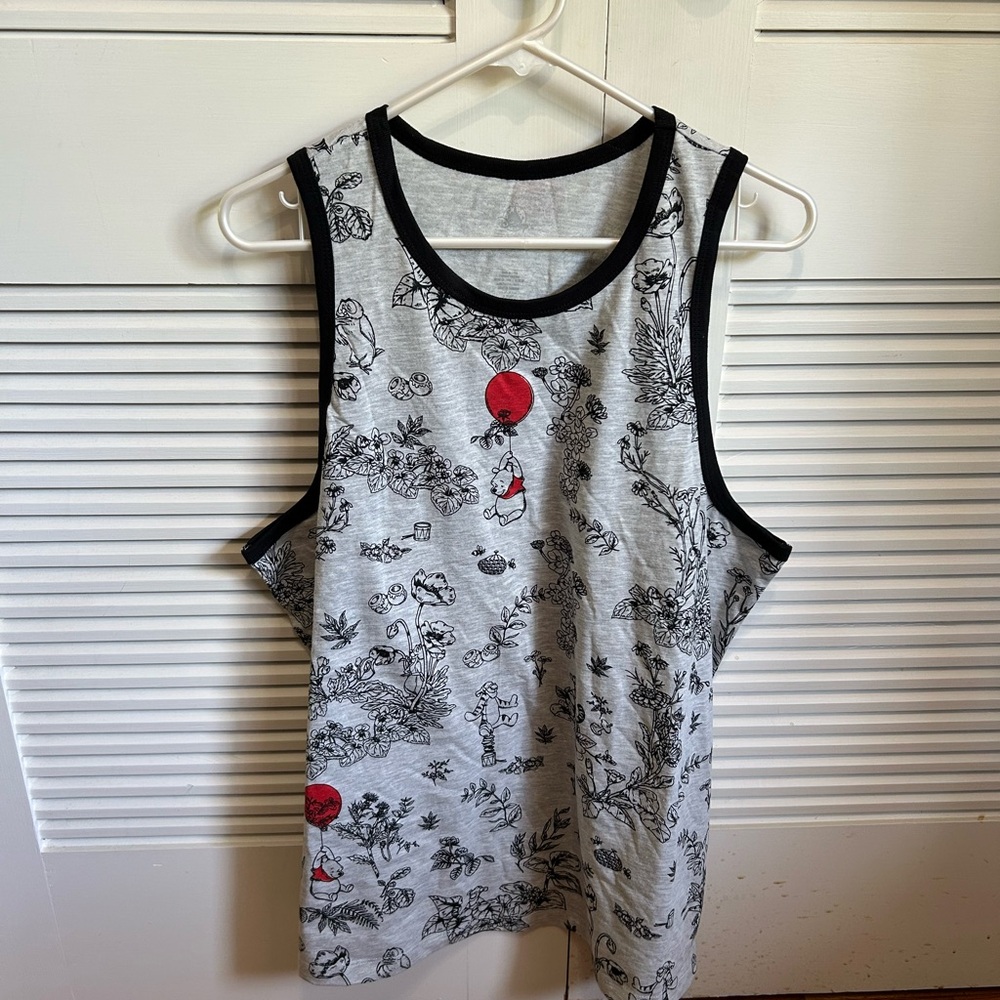 Winnie the Pooh Gray and Black Sleeveless Tank Top NEW Disney parks